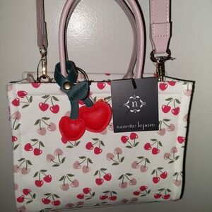 Nanette Lepore Cherry Print Women's Bag - Pink and White